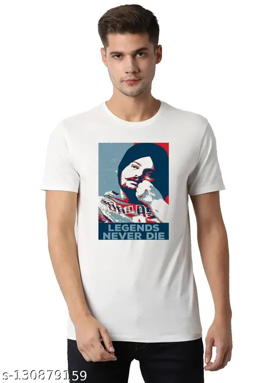 Polyester short sleeve t-shirt, Legend Siddhu Moose Wala printed design, Indian apparel