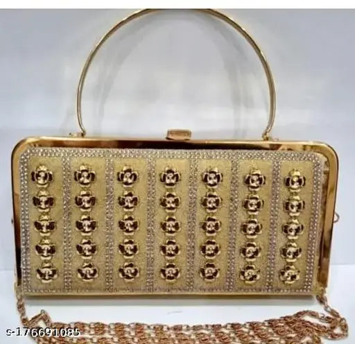 Gold clutch with a chain link design and multiple compartments