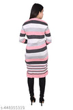 Trendy winter striped women's kimono with lace sleeves