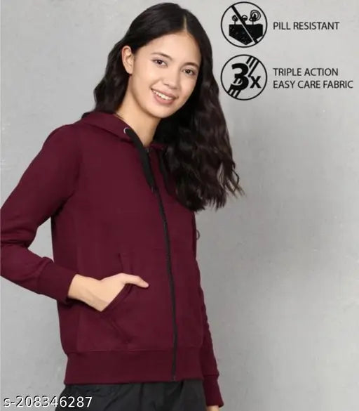 Fleece long-sleeved solid jacket by Archangel, women's size S & M, made in India