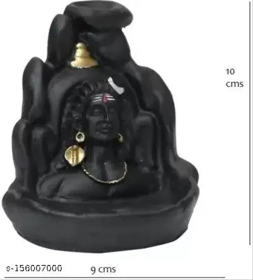 Shiv Ji poly resin decorative showpiece with reversible incense cones, Indian artistry for dashboard
