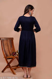 Embroidered rayon Anarkali Kurta in various sizes (S-50), Indian traditional three-quarter sleeve dress with intricate patterns