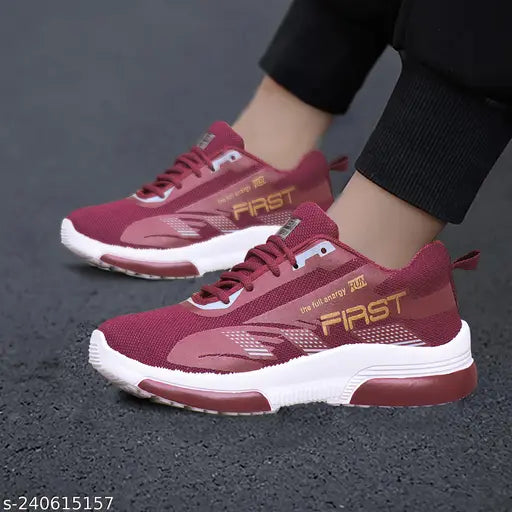 Red and white athletic sneakers for casual wear, slip on style