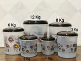 Six-piece brown plastic mixer container set with a beautiful design, varying weights from 1kg to 12kg
