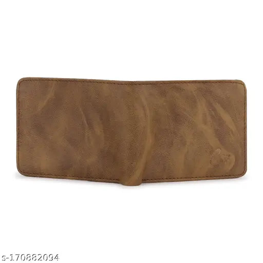 Light brown faux leather Attractive Felice two-fold wallet, featuring triple compartments and six card slots