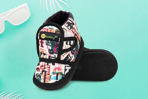 Cotton and PVC printed velcro casual boots for kids, im baby footwear with chu-chu sound music and soft strap for maximum comfort