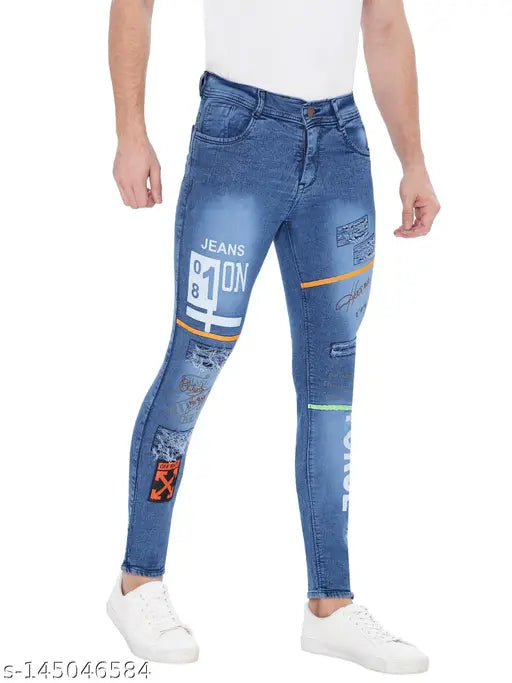 Light blue denim Matelco men's solid slim jeans for everyday wear, stylish fit perfect for a t-shirt or shirt