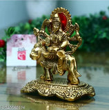 Durga Maa Murti Metal Gold Decorative Showpiece - Religious Idol, Home & Office Decoration (14cm x 9cm x 12cm)