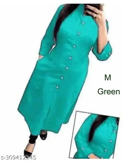 Rayon fashion pocket kurtis and Punjabi, solid combo, three-quarter sleeve length