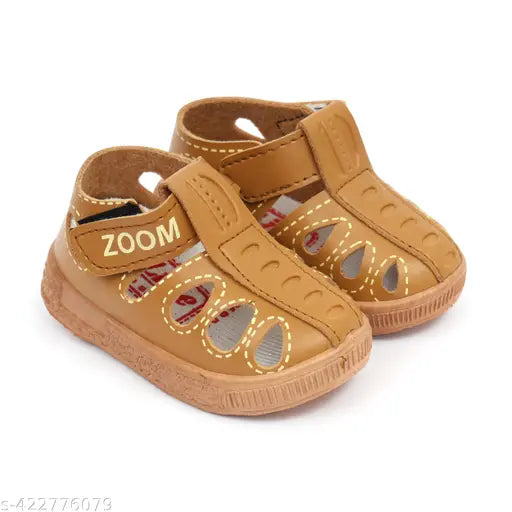 Unisex brown Velcro flip flops with floaters design