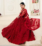 Embroidered free-size net lehenga choli & dupatta, Indian handcrafted semi-stitched tradition