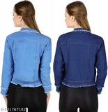 Denim solid ladies jacket, long sleeves, S-XL sizes, made in India