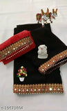 Black traditional Maharani saree with beaded border