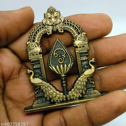 Murugan Vel peacock-themed car dashboard, vibrant Indian decor for automotive interior