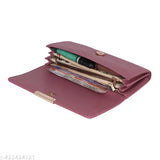 Pink wallet with multiple card slots, visible coin pocket and zip closure