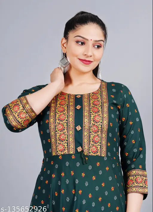 Rayon printed kurti, three-quarter sleeves, Indian ethnic fashion