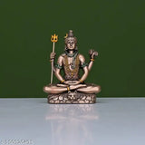 Bronze cold cast Lord Shiva murti with trishool and damru for home temple decoration or car dashboard, 5.5cm tall, handmade by Rajasthani artisans