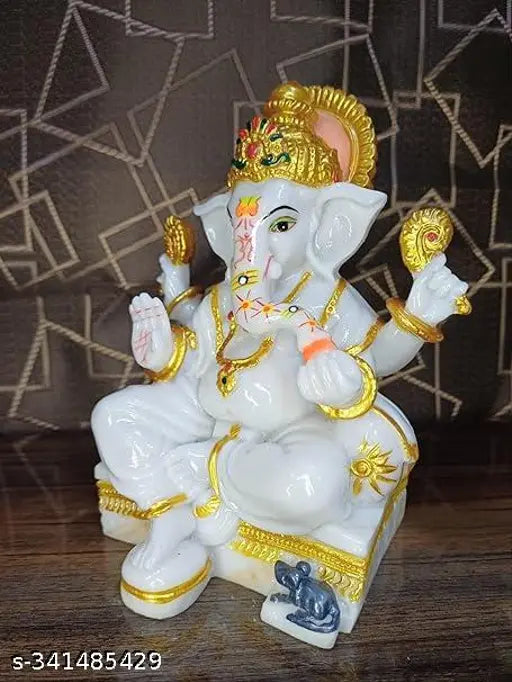 Marble Ganesh Ji murti, 7.5-inch Ganesh Idol for home decor and gifting. Invite spiritual wisdom into your space