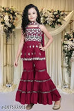 Embroidered A-line crepe dupatta sarara set for kids, 7-8 years, India