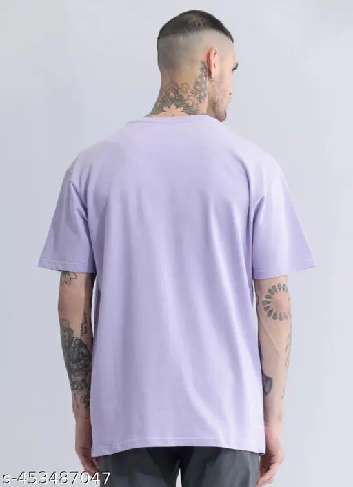 Cotton blend, oversize round neck printed t-shirt - trendy men's fashion in classic colors