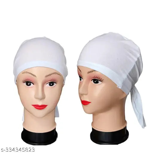 White cotton hijab cap, pack of 2, Islamic fashion