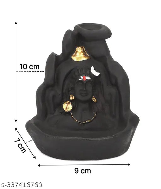 Resin Shiv Ganesha Smoke Backflow Combo with 101 pcs scented cones. Decorative incense holders for home, festivals, and gifts. Indian-made figurines