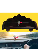 Gold-plated steel Trisulam Laxshmi car dashboard decor, 65cm, Vastu compliant Indian art piece