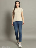 Women Printed Half Sleeves Polo Neck T-shirt