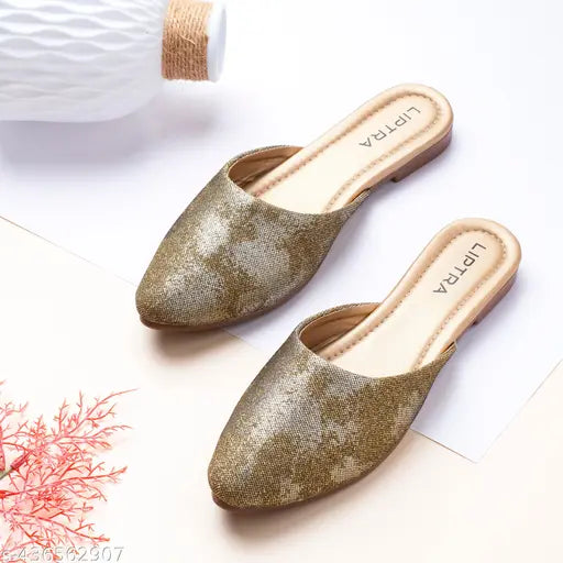 Gold glitter slippers, women's fashion trendy bellies, stylish LIPTRA footwear