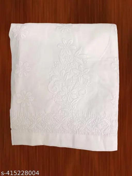A traditional Chikankari pant in white cotton with intricate embroidery