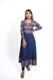 Crepe printed Women's Anarkali Kurtis, three-quarter sleeves, Indian design, XS-XXL