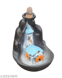Resin MotherSon Idol Smoke Fountain with Adi Shankara design, pack of 1. Includes 20 backflow incense cones. Handcrafted Indian spiritual decor