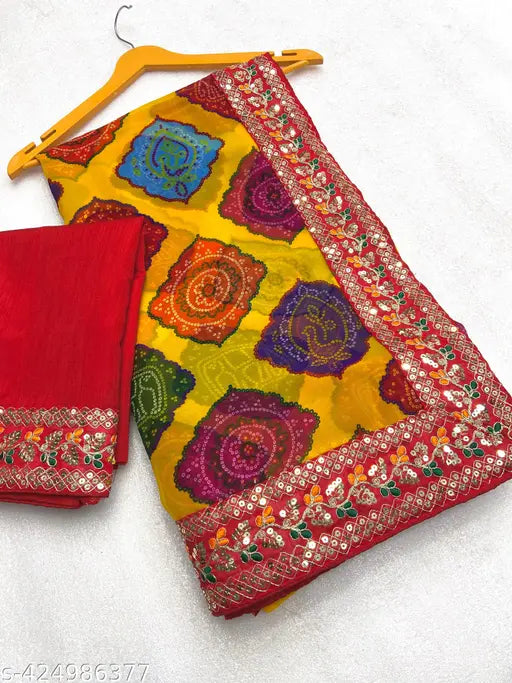 Colorful embroidered party wear saree