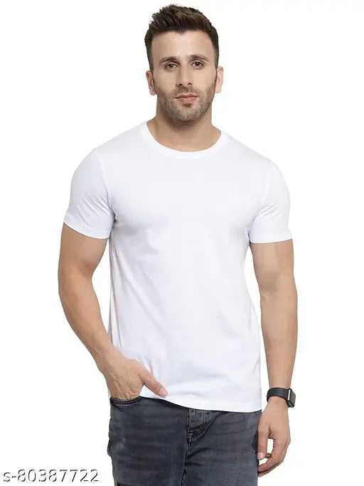 Multicolor cotton blend round neck t-shirts (pack of 3) - great for formal & casual wear