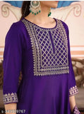 Rayon Slub printed BA parpal kurti set4.4 with dupatta and bottomwear, three-quarter sleeves, Indian ethnic wear on mannequin