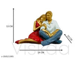 Multicolor resin couple idol statue - 14cm x 13cm for home interior decor, romantic love showpiece best for bedroom, gift, or wall shelf décor