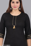 Rayon Solid Gota Work Black Kurti Palazzo Set, 100% soft & breathable fabric for women's ethnic fashion. Heavy elastic waist for comfort, premium quality rayon bottomwear