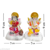 Handcrafted Poly Resin Laxmi Ganesh Saraswati Idol Decor Showpiece (12cm x 10cm x 10cm), Indian artisan-made Hindu Gods figurine for home or gift