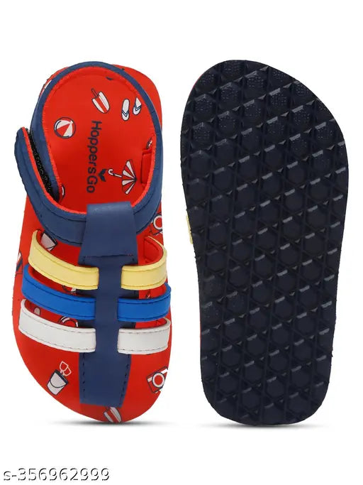Trendy striped net EVA indoor outdoor unisex light weight sandals for kids, vibrant colors, non-slip, shock-absorbing, and adjustable fit