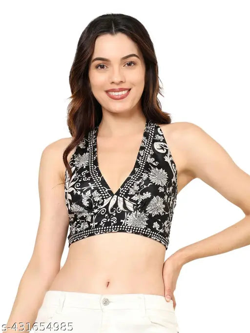 Viscose halter top, printed net, chic and comfortable fashion for any occasion, free size