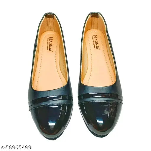 Stylish synthetic black bellies for women - comfortable sole, closed back design, perfect footwear for various occasions