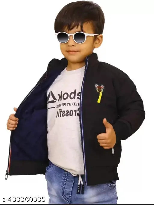 Black, blue and red ethnic boys jacket with zip closure