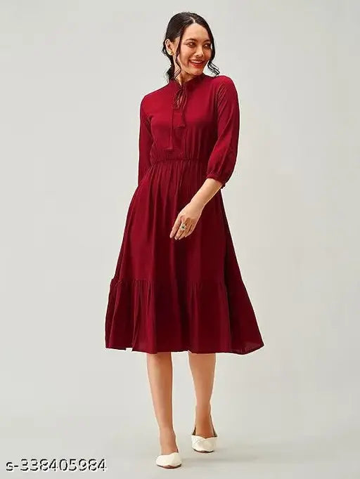 Burgundy rayon straight kurta