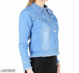 Denim rough jacket, dyed/washed solid design, long sleeves, casual wear, high-quality denim made in India
