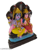 Multicolor, polyresin Chaturbahu Vishnu Laxmi statue for pooja, intricately crafted by skilled Indian artists