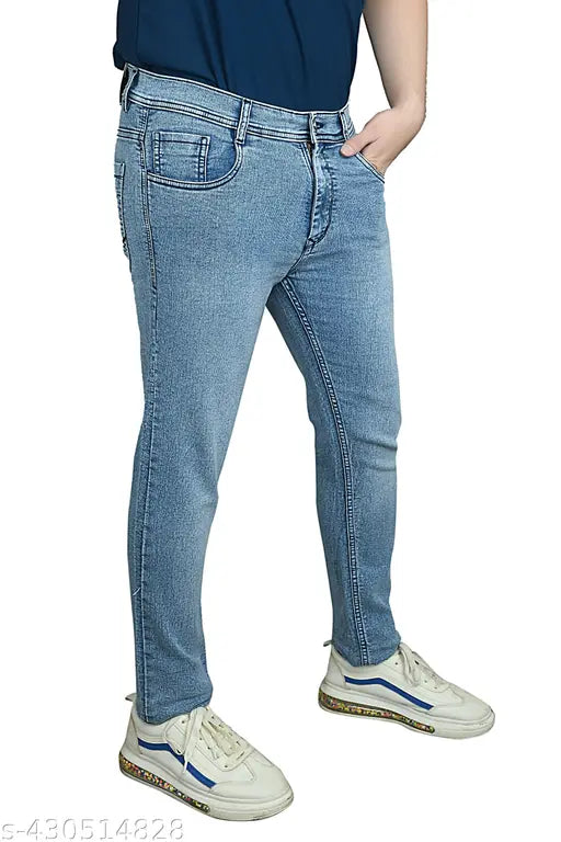 Denim jeans for men, solid blue, size 28-36, Indian made