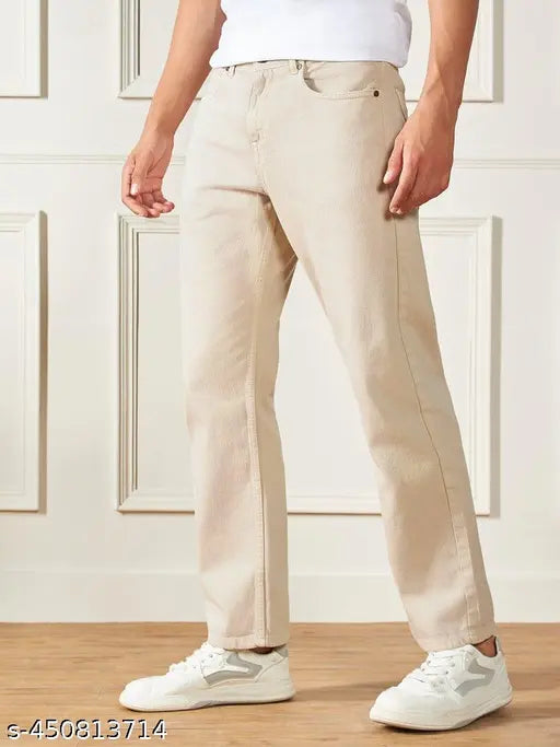 Mom Fit CREAM Denim Jeans For Men