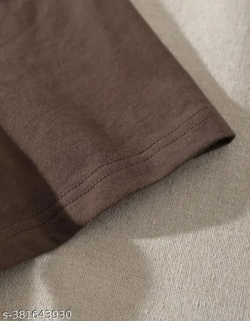 Brown oversized cotton crew neck t-shirt for women