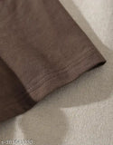 Brown oversized cotton crew neck t-shirt for women