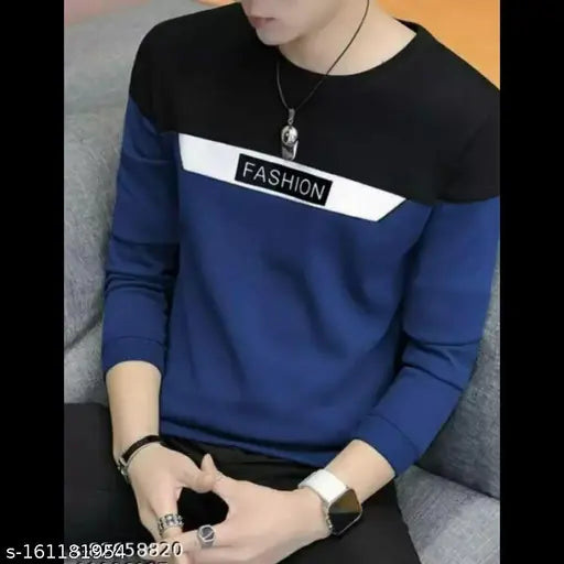 Cotton colorblocked round neck t-shirt, men's cool streetwear fashion for athletic activities - machine washable